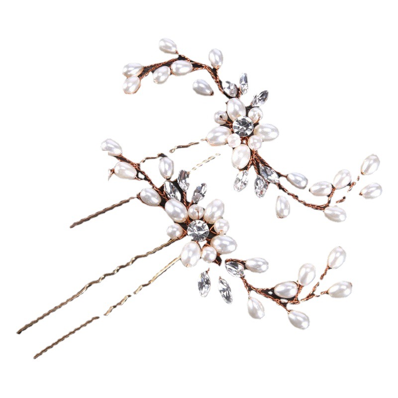 Ebay explosion bridal hairpin gold and silver white pearl hairpin bridal wedding dress modeling accessories