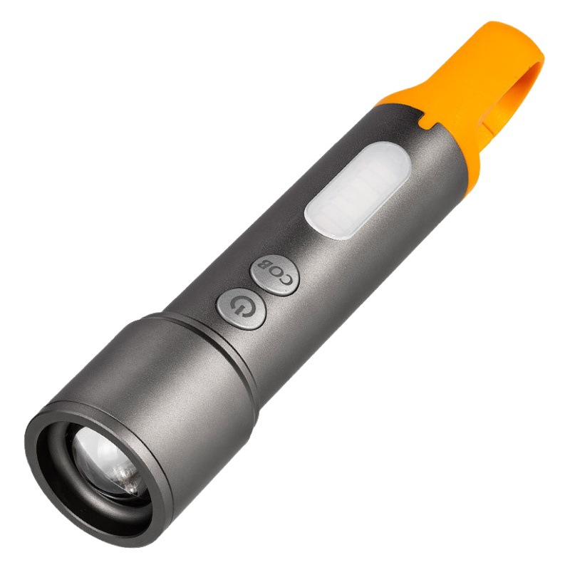 Cross-border new strong light with side lights rechargeable with hook LED laser long-range outdoor portable lighting flashlight