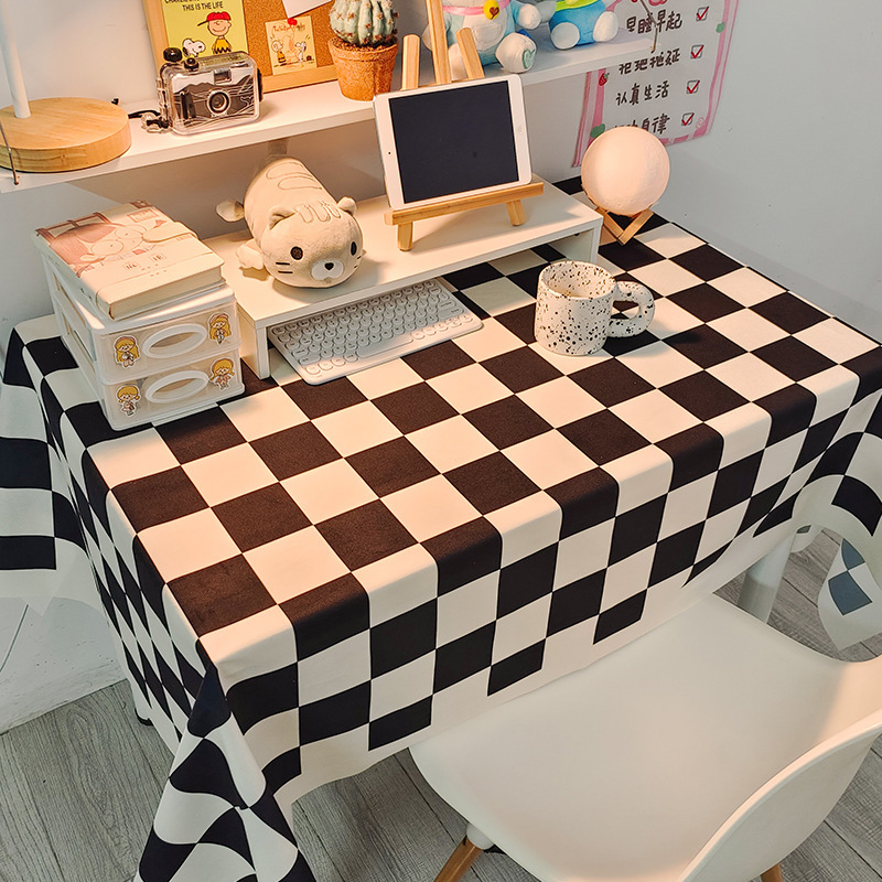 Picture of Checkerboard Tablecloth Ins Style Popular Photo Student Desk Dormitory Decoration Coffee Table Dustproof Picnic Stall Cloth