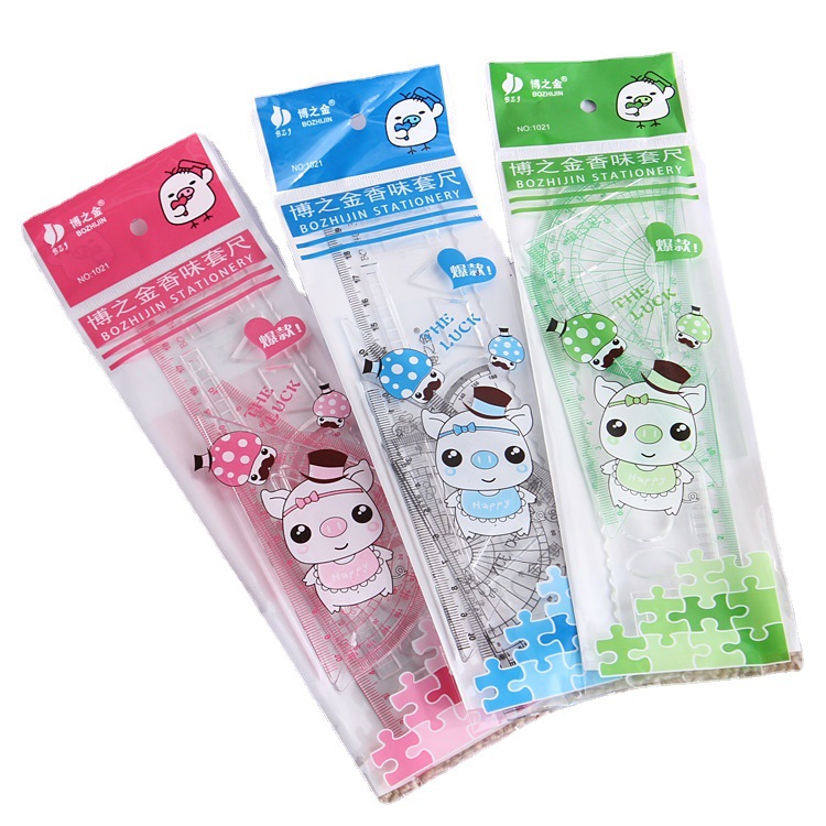 Picture of Wholesale creative student set ruler children student school supplies ruler triangle ruler set cartoon holiday gift