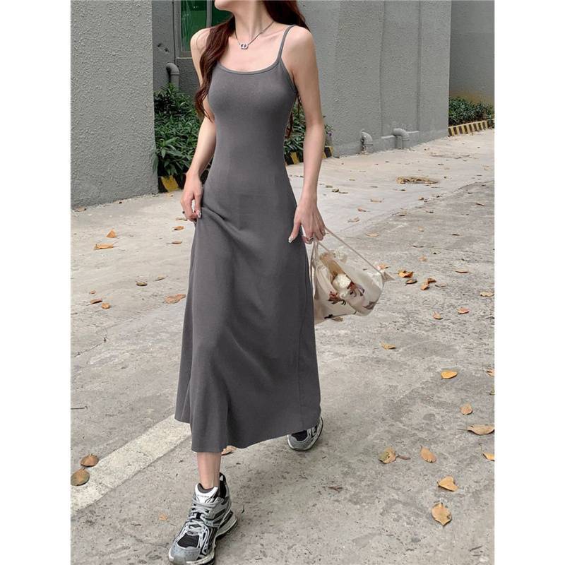 Picture of 2025 New Rose Red Suspender Dress Women's Summer Slim Hot Girl Outerwear Waist Slimming Long Skirt