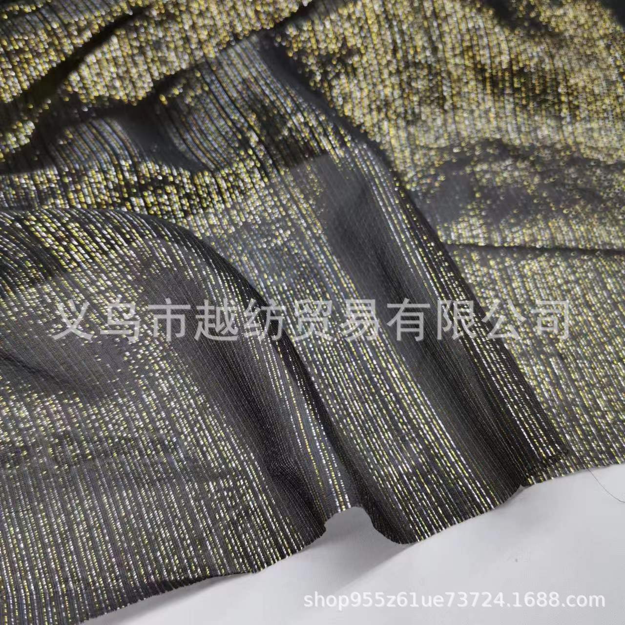 Picture of Wide black 8 mom gold and silver thread mulberry silk georgette fabric fashion skirt costume silk fabric