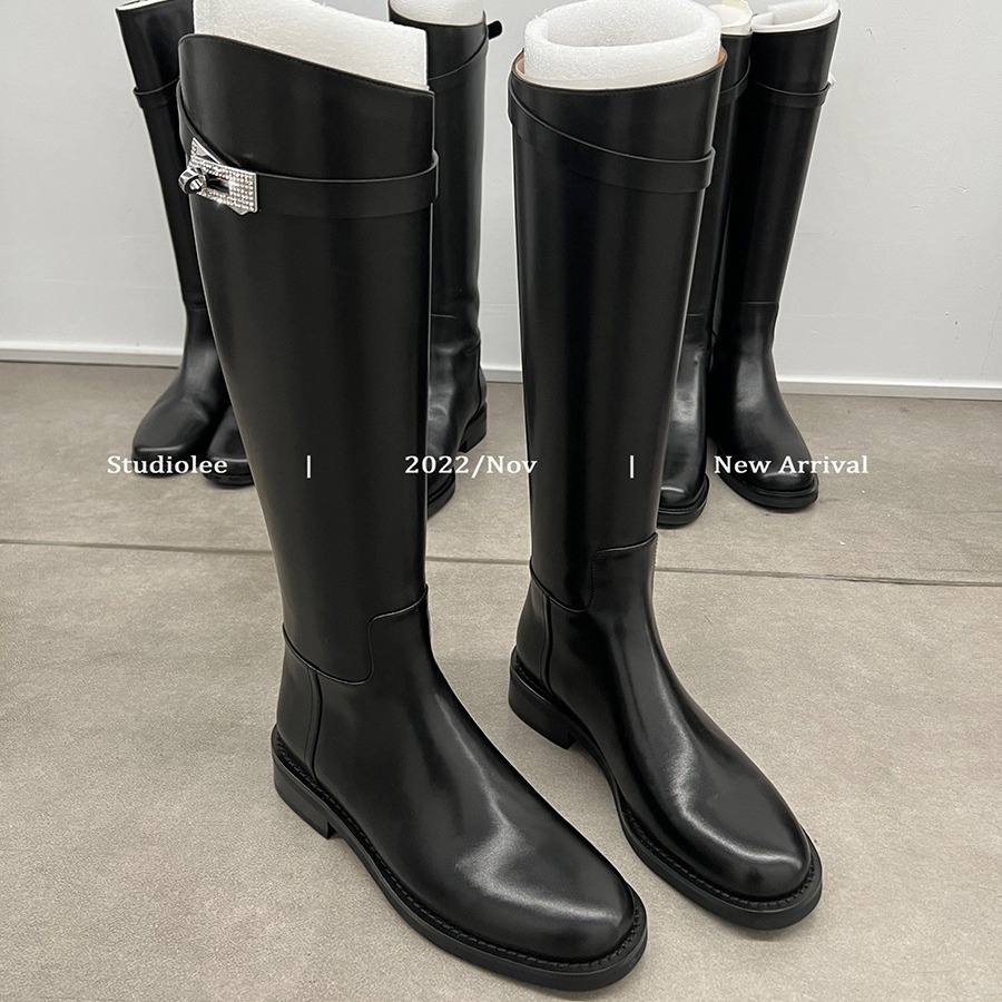 Picture of Grape Mom Boots Thick Heel Zipper 2023 New Diamond Buckle High Barrel Knight Boots Thick Bottom Slimming Boots Women