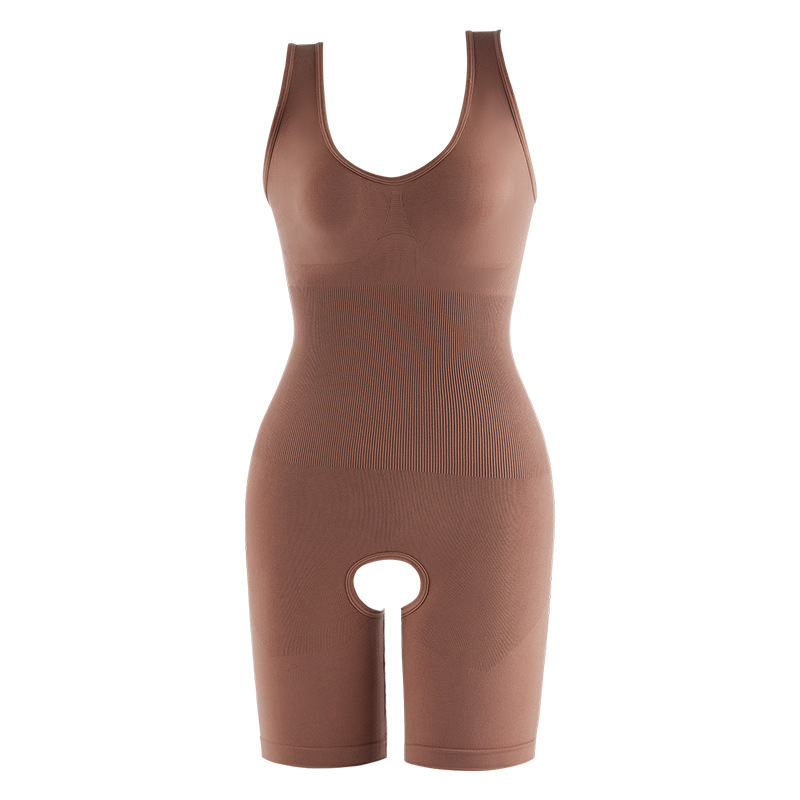 Picture of plus size seamless seamless body-shaping jumpsuit belt body-shaping body-shaping hip-lifting underwear shaped crotch boxer briefs