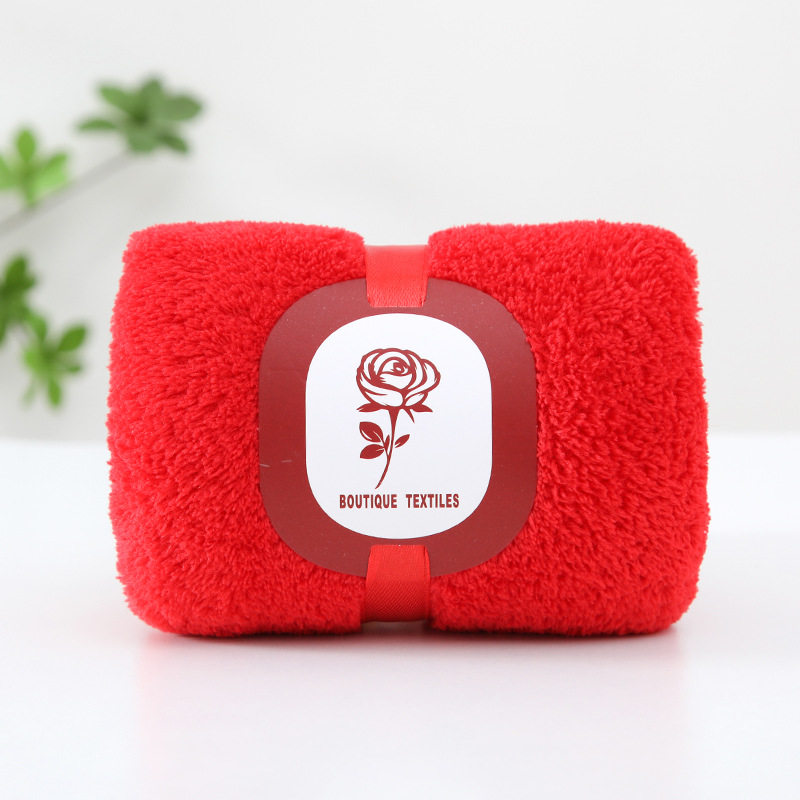 Picture of Hand gift towel wholesale coral velvet square wedding gift box towel wedding candy box towel Xi word New