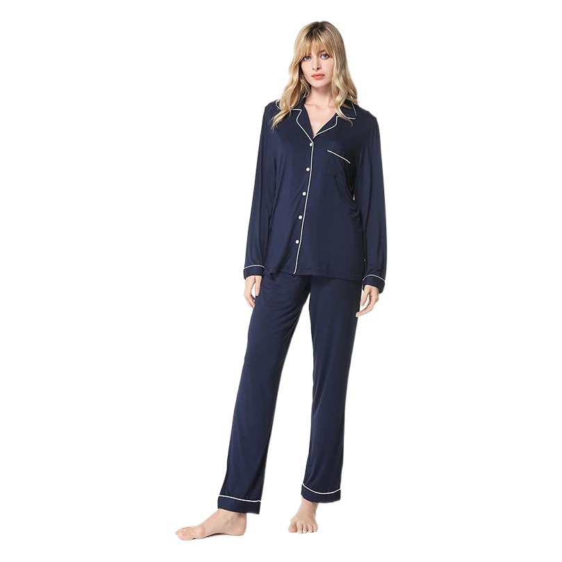 Amazon's Same Modal Lapel Pajamas Set New Women's Pajamas Two-Piece Set Cross-Border Pajamas in Stock