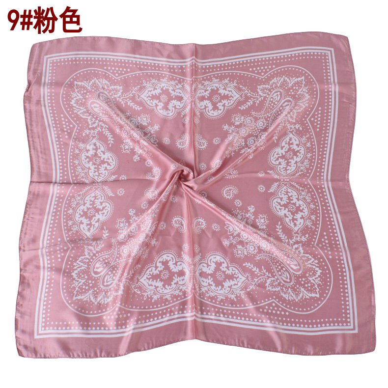 Picture of Europe and the United States hot sale vintage paisley small cashew flower 70*70 satin square scarf ladies small scarf wholesale