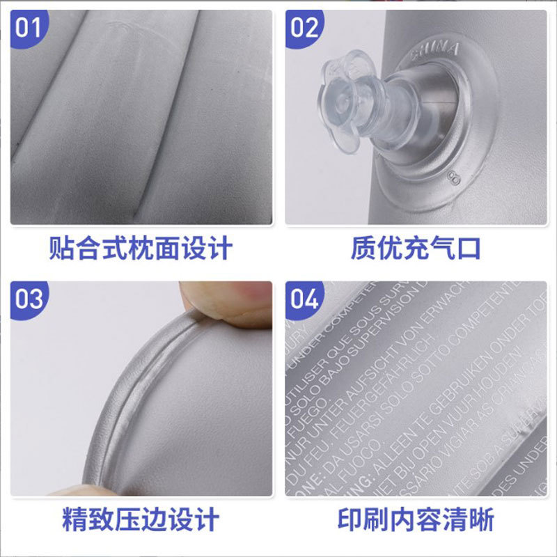 Picture of pvc flocking inflatable pillow large thick outdoor square pillow travel lunch break waist cushion beach leather pillow 85g