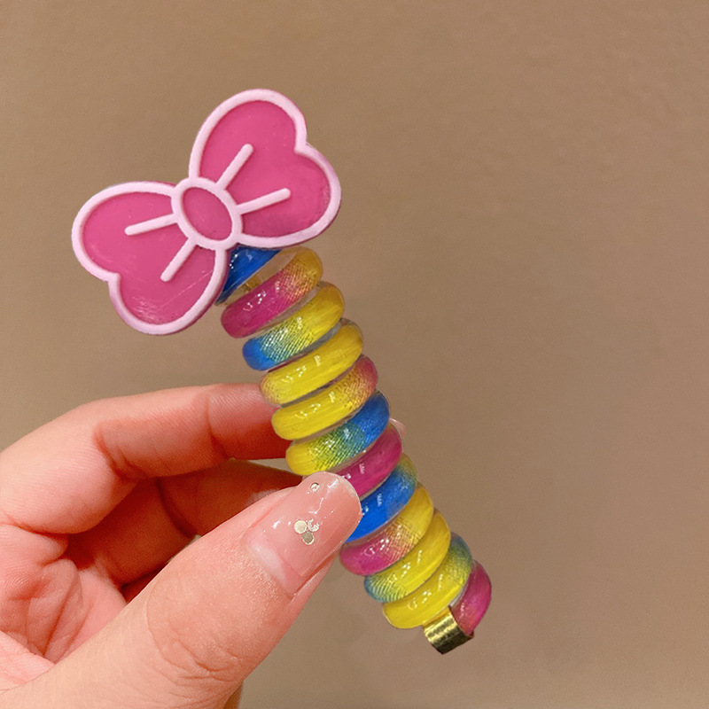 Picture of Children's coil telephone line hair band female high ponytail does not hurt hair hair rope high elastic durable rubber band Braid artifact