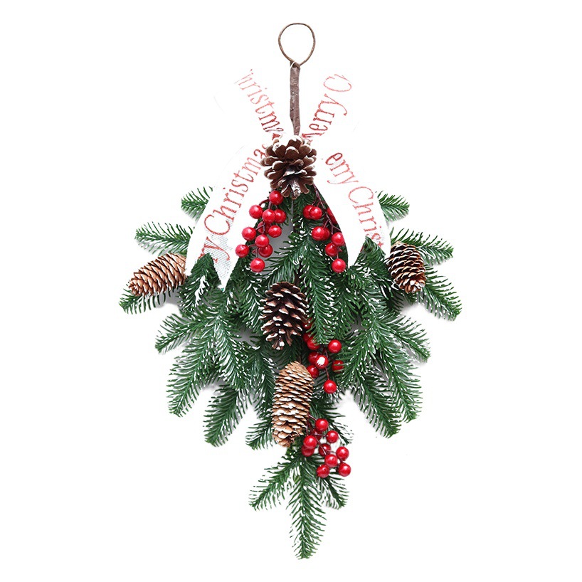 [Hot sale for export] 50cm upside down tree PE red fruit wall hanging rattan wall hanging hotel shopping mall Garland Christmas decorations