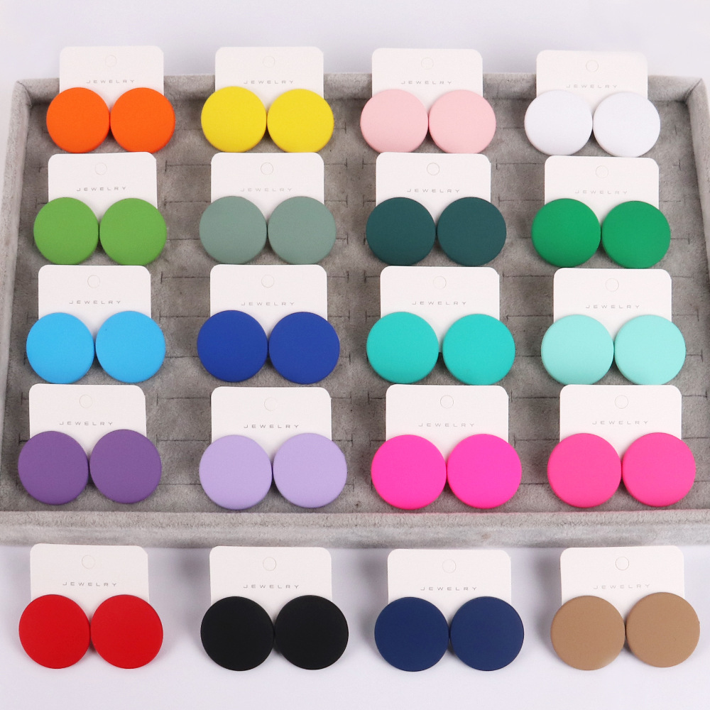 Fashion Exaggerated Color Rubber Paint Round Earrings Acrylic Simple Joker Hand Rubber Paint Earrings Earrings