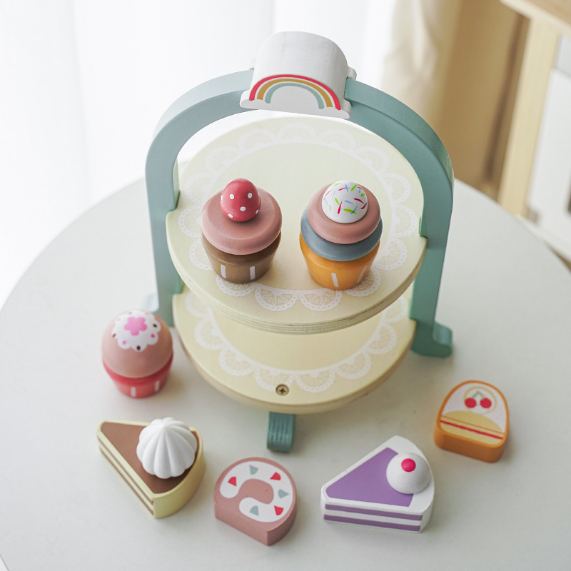 Picture of Play House Simulation Cake Royal Afternoon Tea Children's Educational Kitchen Double Dessert Rack Parent-Child Interactive Toys