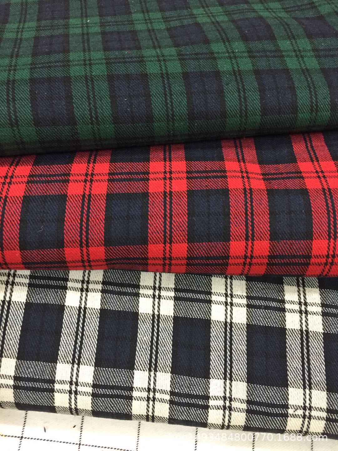 Autumn New 21 Twill Single-sided Brushed Small Plaid Shirt Fabric Shoes and Hats Can Be Used in Stock