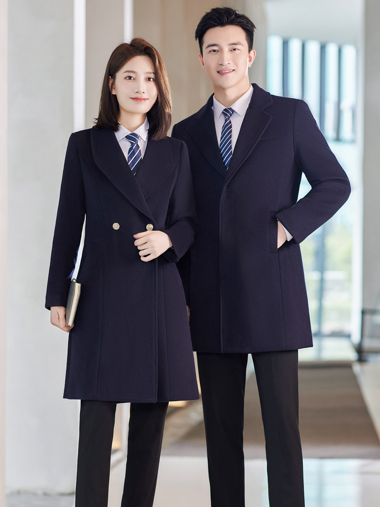 Picture of Business wear woolen coat Women's Mid-length cotton and thickening sales department work clothes black workwear woolen coat winter