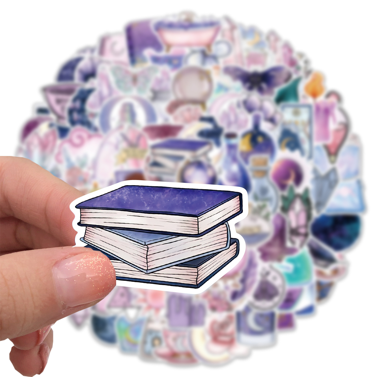 Picture of 100 pieces of purple magic moon graffiti stickers decorative luggage DIY waterproof stickers Amazon popular models can be approved