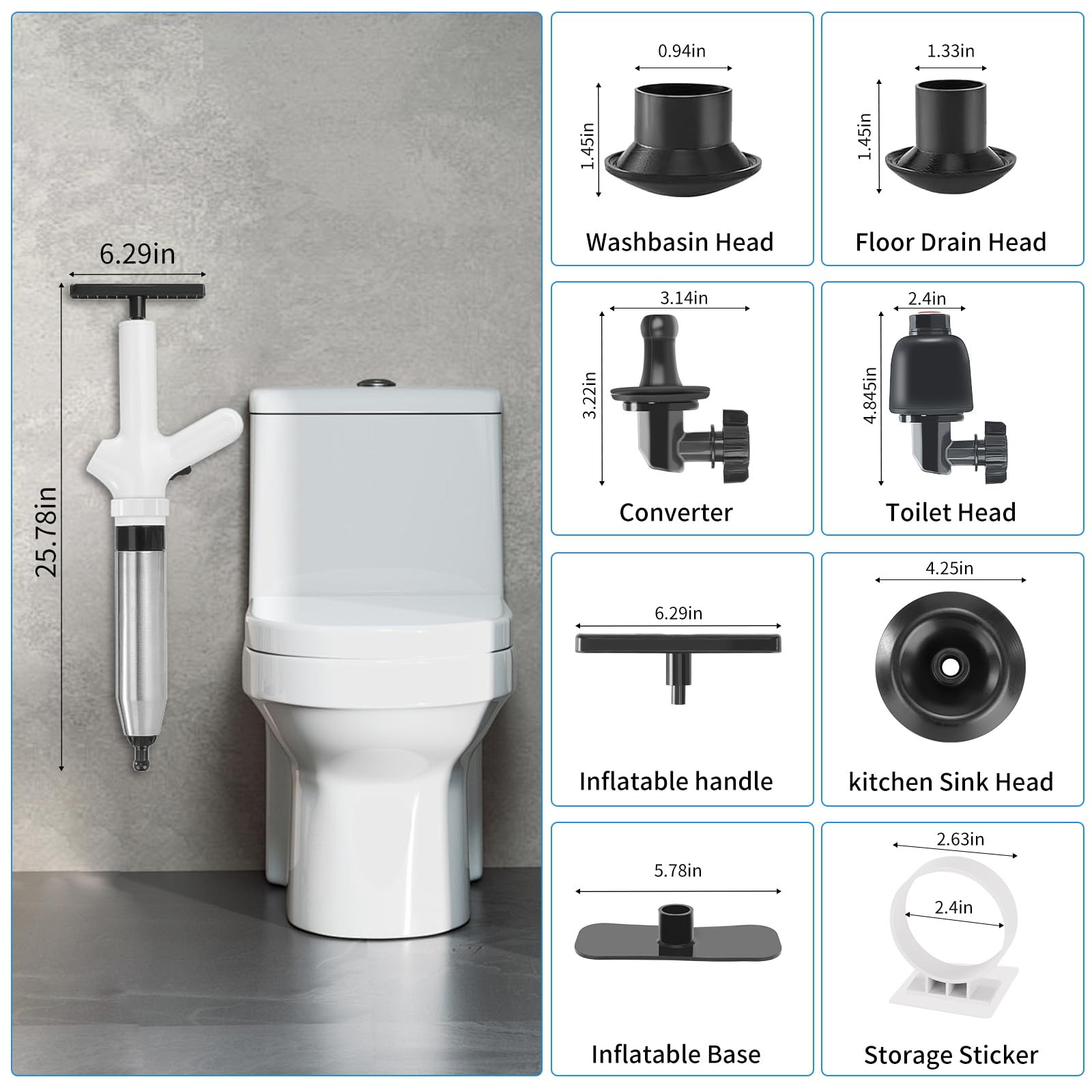 Picture of New Stainless Steel Toilet Dredge Sewer Blockage Artifact Poke Toilet Household Pipe Pneumatic One-shot