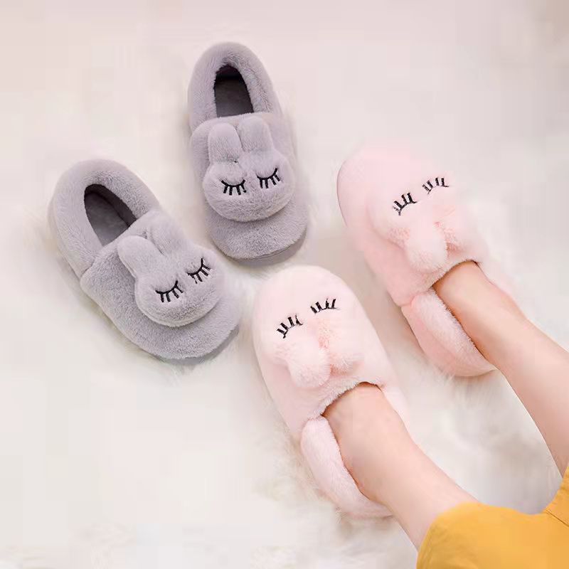 Picture of Women's Cotton Slippers for Winter Home Use, Indoor Plush Non-Slip Warm Slippers for Couples, Winter Closed-Back Cotton Shoes, Plush Men's Slippers