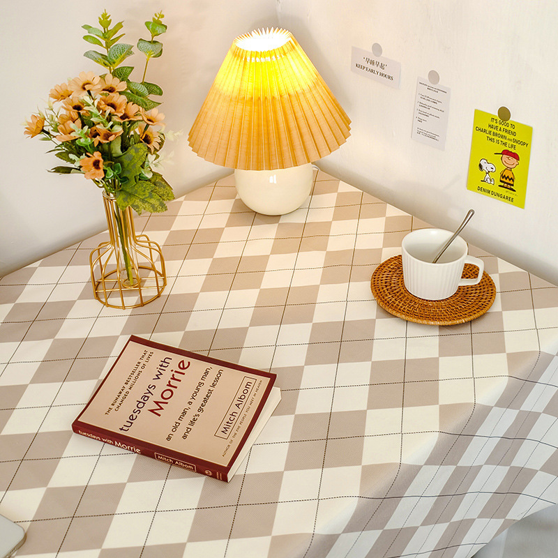 Picture of Checkerboard Tablecloth Ins Style Popular Photo Student Desk Dormitory Decoration Coffee Table Dustproof Picnic Stall Cloth