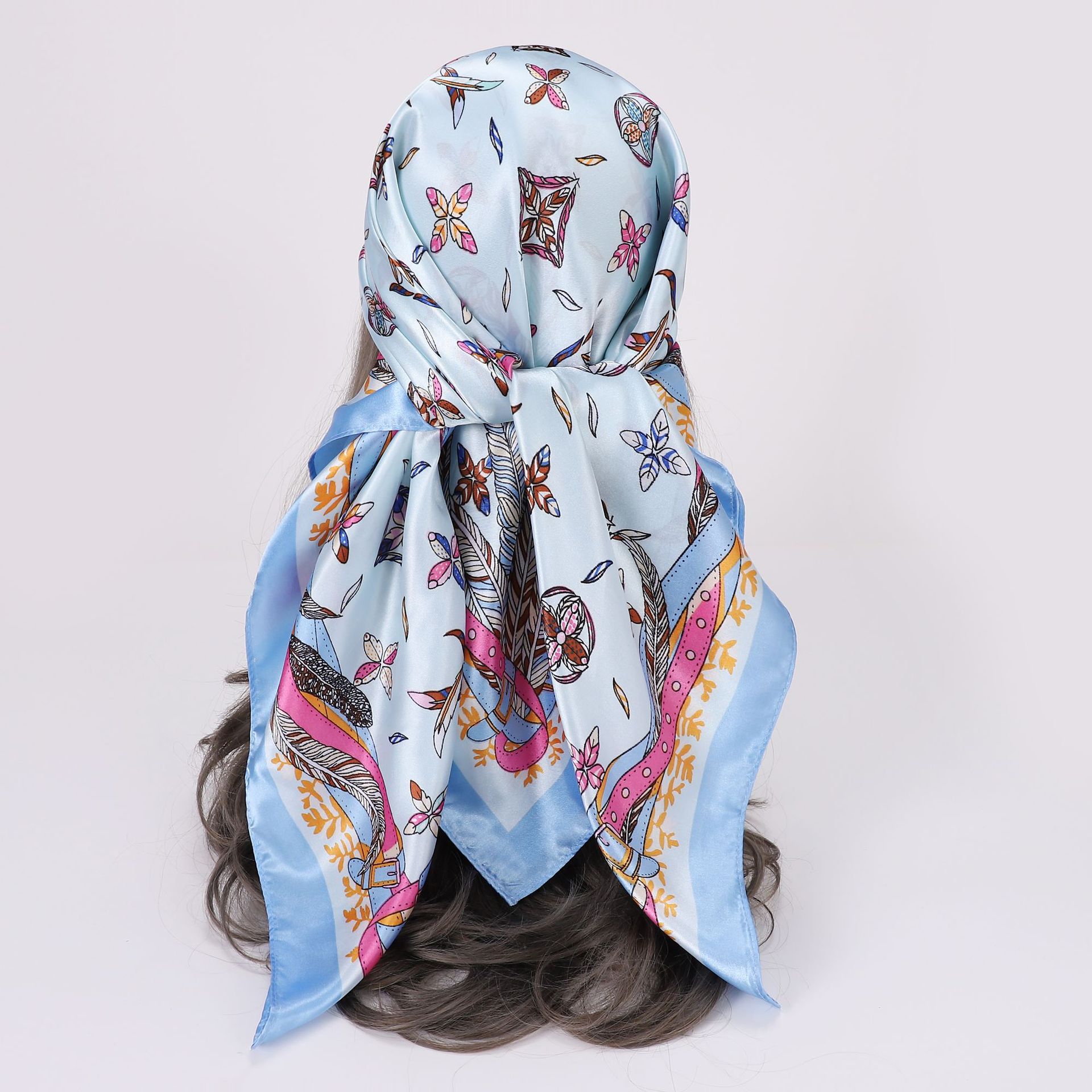 Picture of Simulated Silk Scarf Women's Headscarf 90*90cm Square Scarf Pattern Scarf Shawl European and American Cross-Border Scarf Wholesale