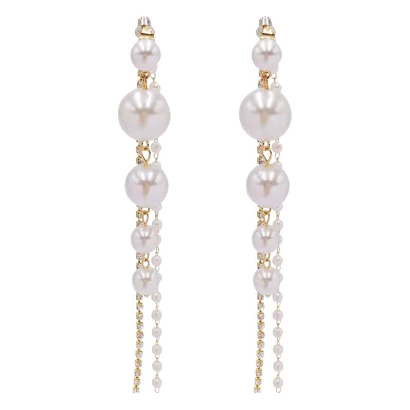 Earrings Women's 2023 New Fashionable Elegant High-end Elegant French Fine Tassel Light Luxury High-end Pearl Earrings
