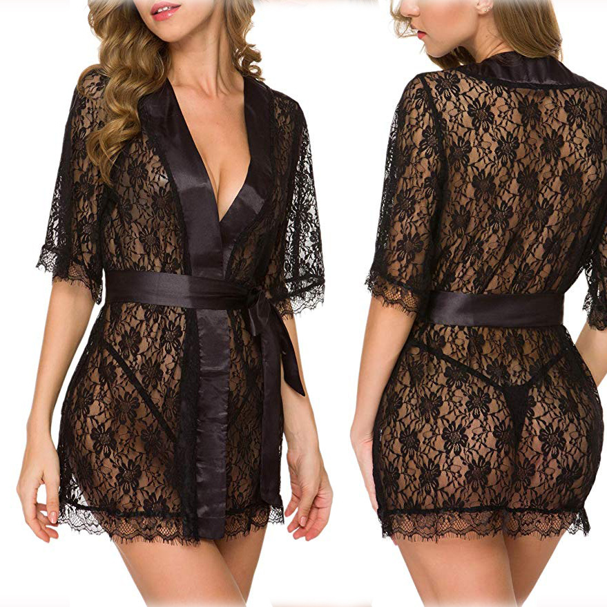 Foreign trade supply Europe and the United States new sexy underwear sexy women's lace hollow nightgown fun suit wholesale