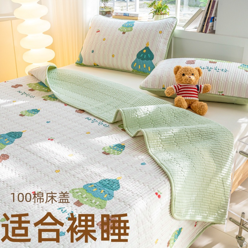 Pure Cotton Bed Cover Single Piece 2025 New Four-Season Universal Cotton Tatami Single Quilted Anti-Slip Kang Cover Three-Piece Set