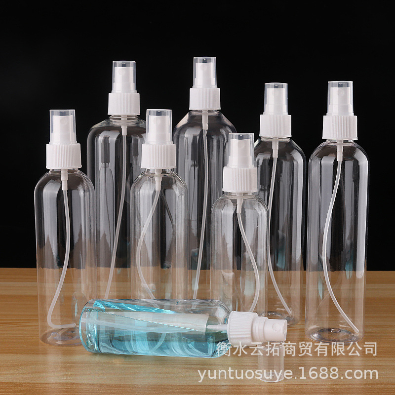 Wholesale 100ml200ml300ml500ml transparent spray bottle pet plastic sub-bottle alcohol watering can