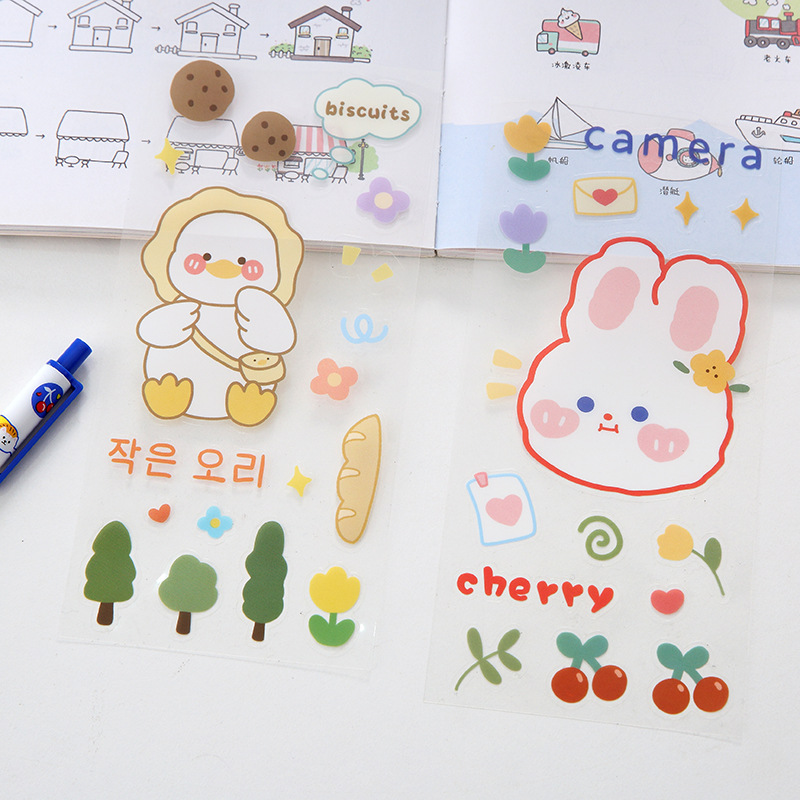 Picture of Cartoon Transparent Pvc Sticker Storage Box Waterproof Sticker Ins Cute Girl Sticker Wholesale Thermos Cup Sticker Crystal Sticker