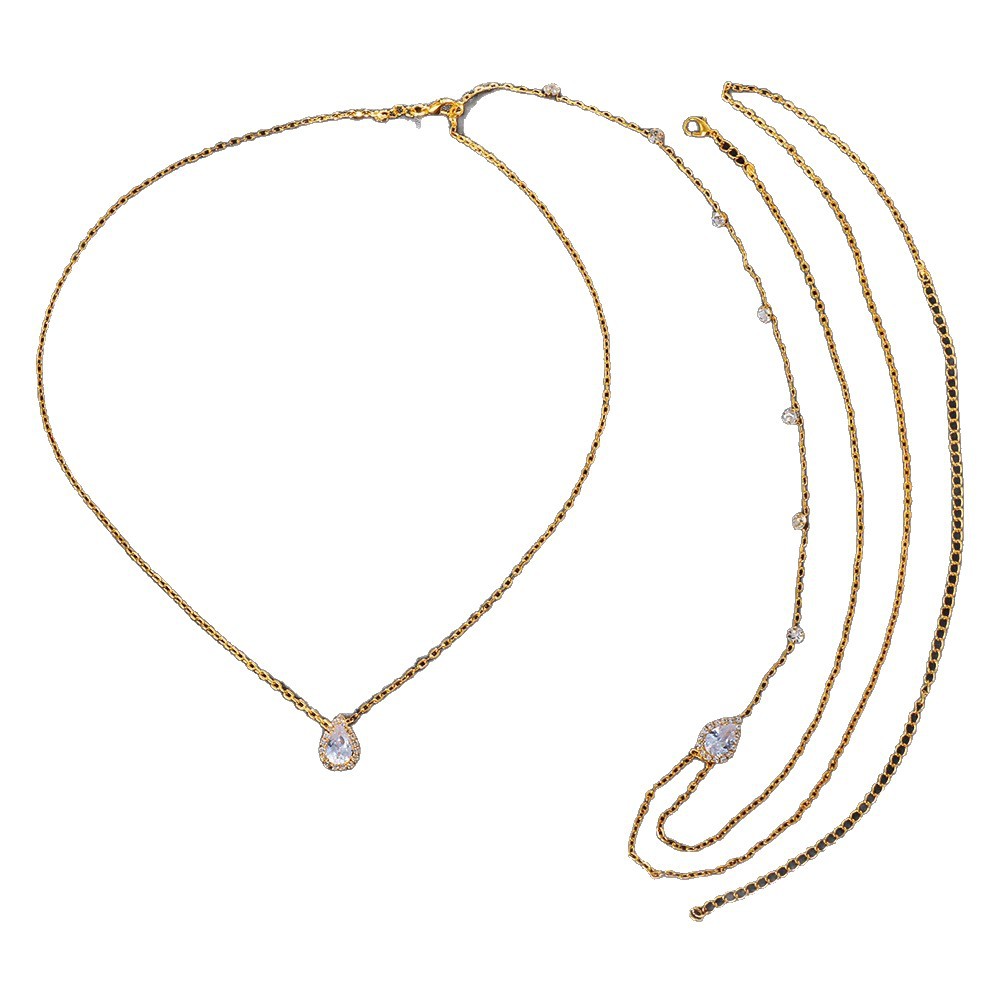 Picture of European and American Hot Style Elegant Bride back chain Body chain Jewelry Light Luxury Wedding Dress Zircon Necklace back chain