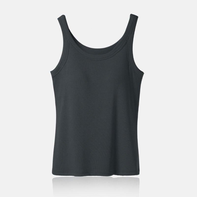 Picture of Vest with Chest Pad Sling Wide Shoulder Strap Base Cup Bra One-piece Underwear Long Top Anti-slip Sleeveless Women