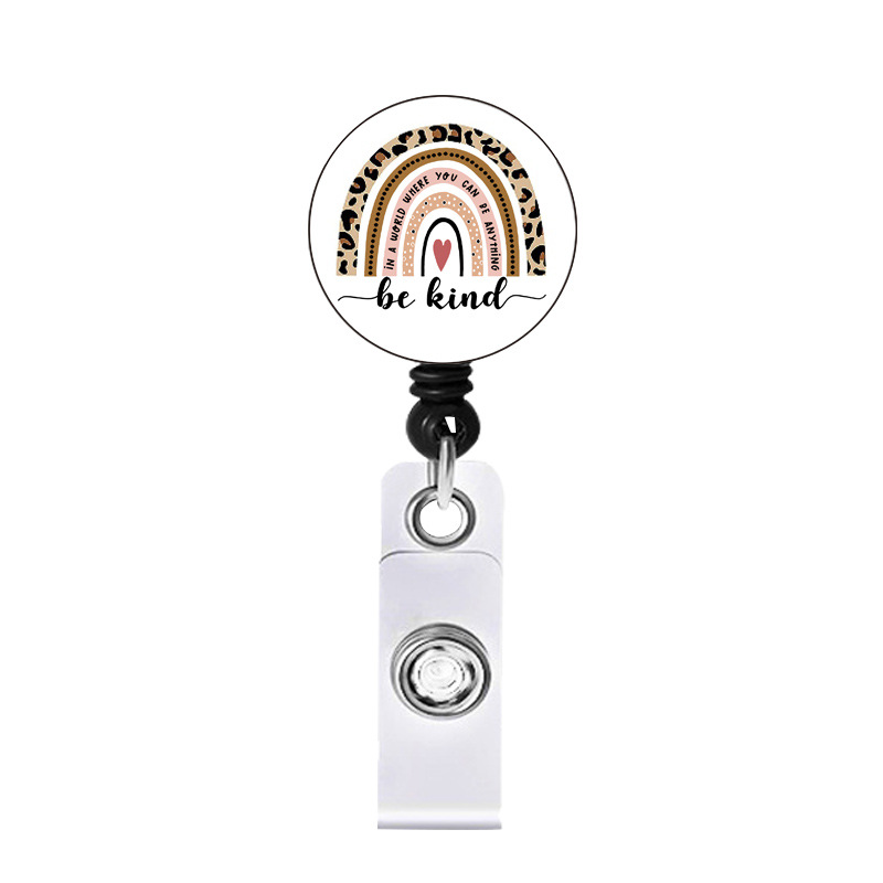 Picture of Rainbow Mental Health Retractable Alligator Clip Easy Pull Buckle Nurse Decoration Badge Reel ID Card Holder