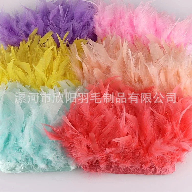 [Manufacturer Wholesale] Turkey Feather Cloth Edge Ol Umbrella Feather Lighting Handmade Decorative Skirt DIY Feather Accessories