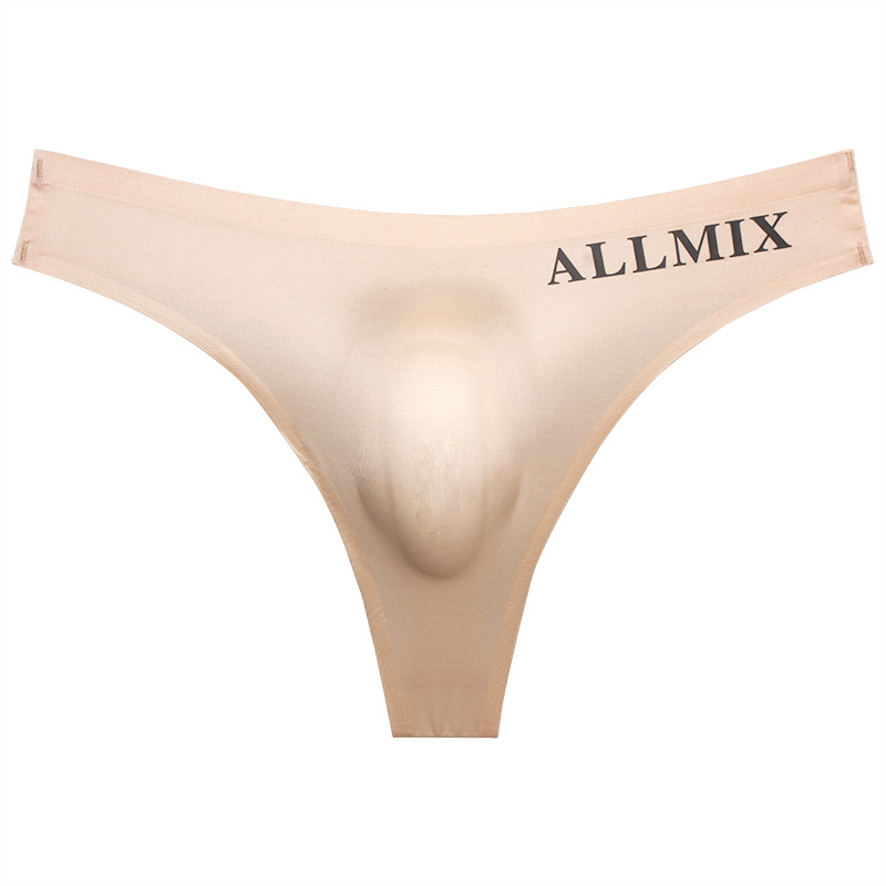 Picture of Foreign Trade Men's Sexy Sports Fitness Letter Thin Transparent Showing Hip Ice Silk Low Waist Seamless Triangle Single Thong