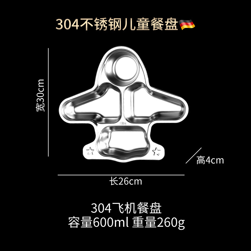 Picture of ins Style Children's Dinner Plate 304 Stainless Steel Cartoon Baby Household Separator Plate Kindergarten Dinner Plate High Color Value 316
