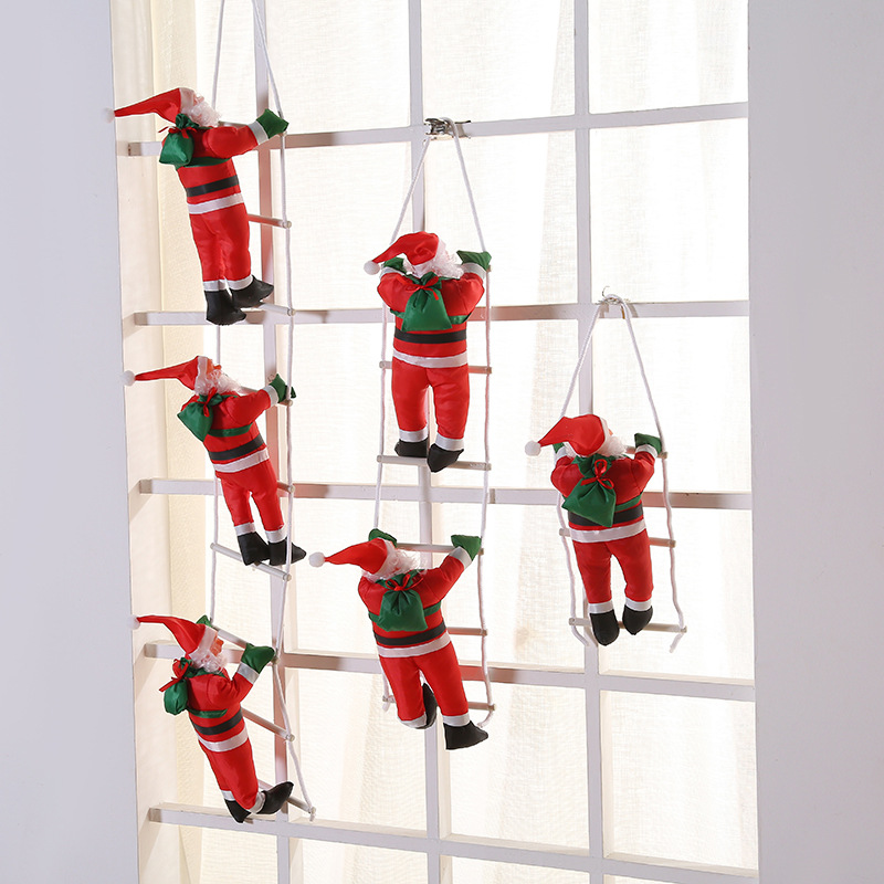 Cross-Border Christmas Ladder Santa Claus Window Pendant Christmas Doll Ladder Holiday Party Decoration Props