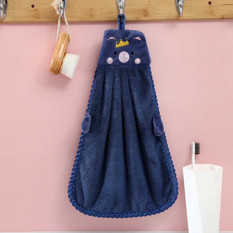 Picture of Hand towel cute hanging coral fleece household absorbent kitchen bathroom children cartoon hand towel factory wholesale