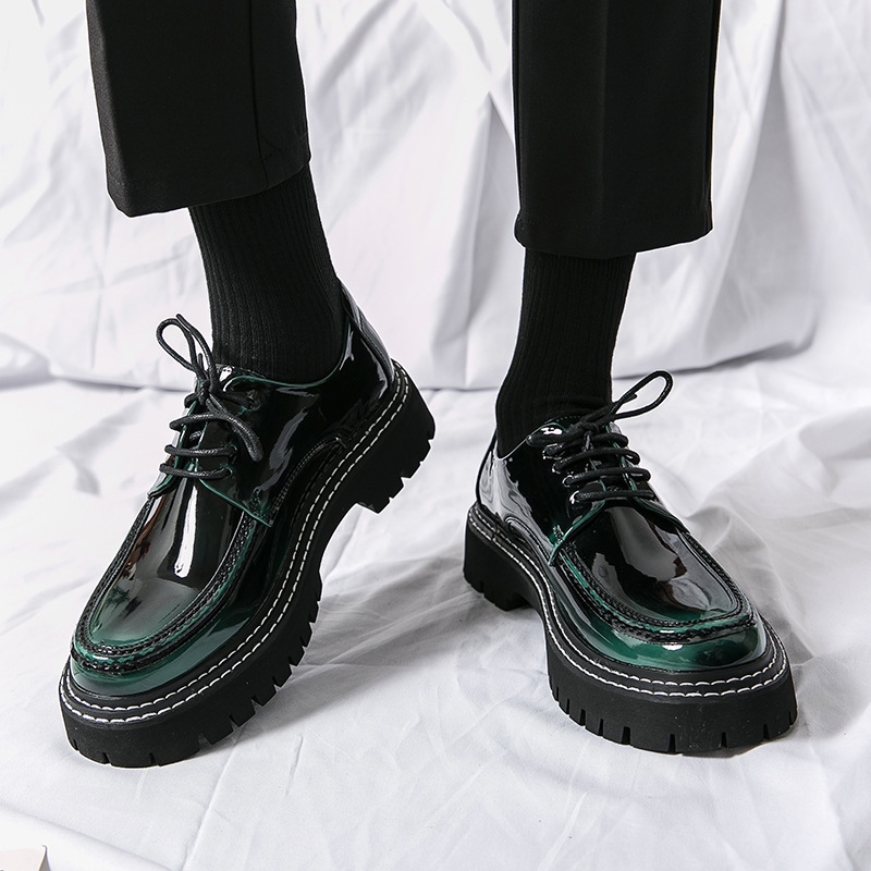 Foreign trade men's casual leather shoes men's round toe British patent leather men's shoes business formal wedding bridegroom shoes 3368 wholesale