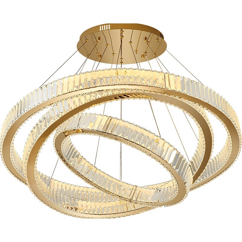 Light Luxury Crystal Chandelier Post-modern Living Room Lamp Hotel Lobby Chandelier Villa Duplex Building Light Luxury Crystal Lamp
