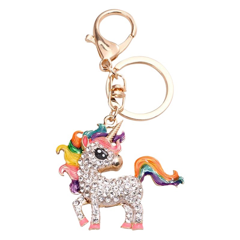 Cross-border hot selling new unicorn pendant dripping oil-studded keychain bag pendant alloy hot-selling ornaments