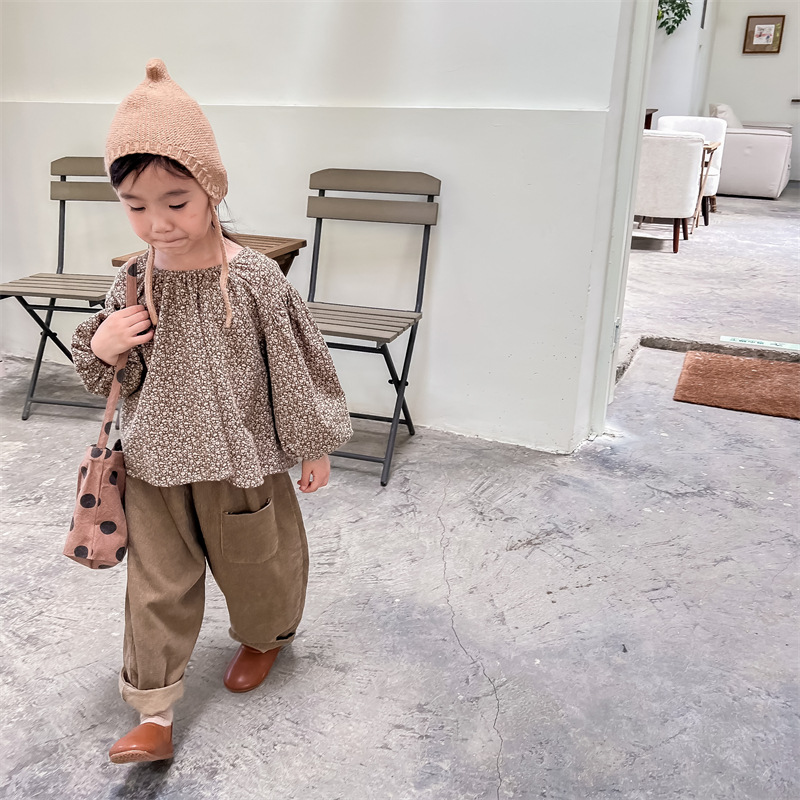 Picture of 2025 Children's Clothing Autumn New Girls Spring and Autumn Clothing Korean Style Small Floral Puff Sleeve Shirt Shirt 122555