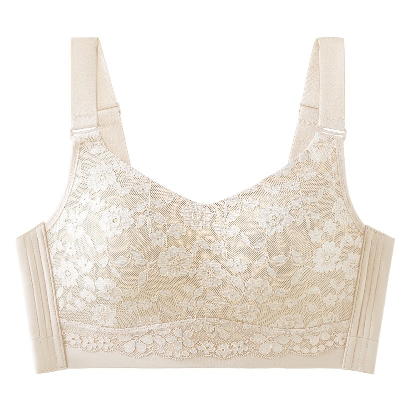 Women's thin lace comfortable breathable bra without steel ring plus size full cup bra bar