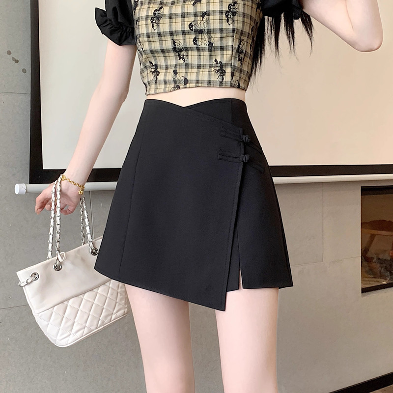 Picture of New Chinese Style Irregular Suit Pants Skirt 2024 Summer chubby girl High Waist Shorts Slimming Design Sense Skirt