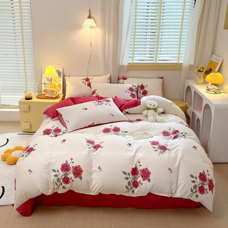 Picture of Nantong bed four-piece cotton sheet Nordic style 100 cotton four-piece set three-piece set Wholesale