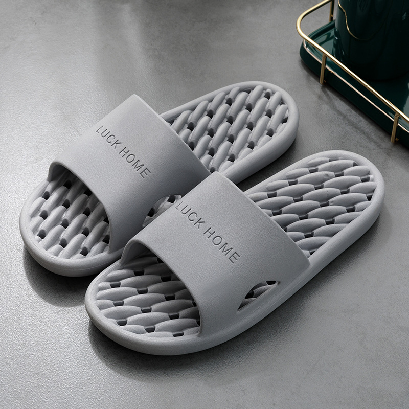 Picture of Summer Bathroom Soft Bottom Slip-on Feeling Slippers Women's Home Indoor Sanitary Hotel Bathing Household Leakage Non-slip Slippers Men's Slippers