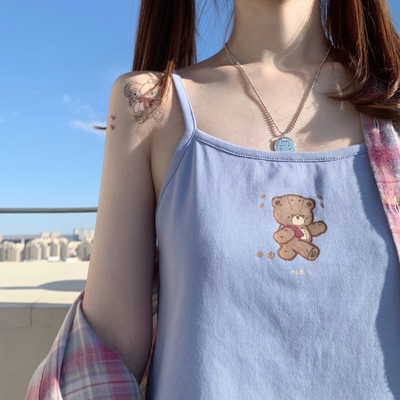 Japanese Summer New Style Outer Wearing Vest Female Student Girl Bear Cute Soft Girl Loose Short Small Sling Inner Wearing