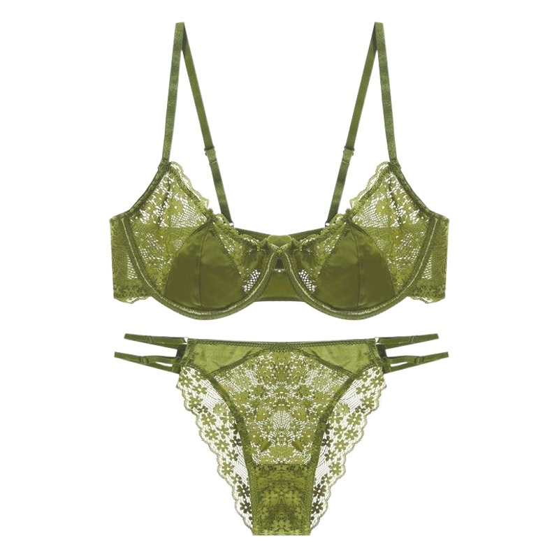 French Sexy Lace Ultra-Thin Bra for Big Breasts and Small Girls with Small Breasts, Comfortable French White Thin Intimates Set
