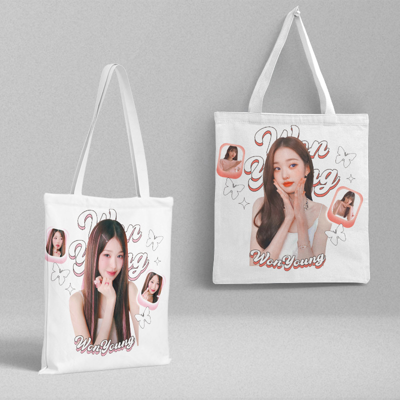 Zhang Yuanying ive Canvas Bag 39CM Long and 36CM Wide Han Yu Peripheral Portable Canvas Schoolbag Shopping Bag Double-sided