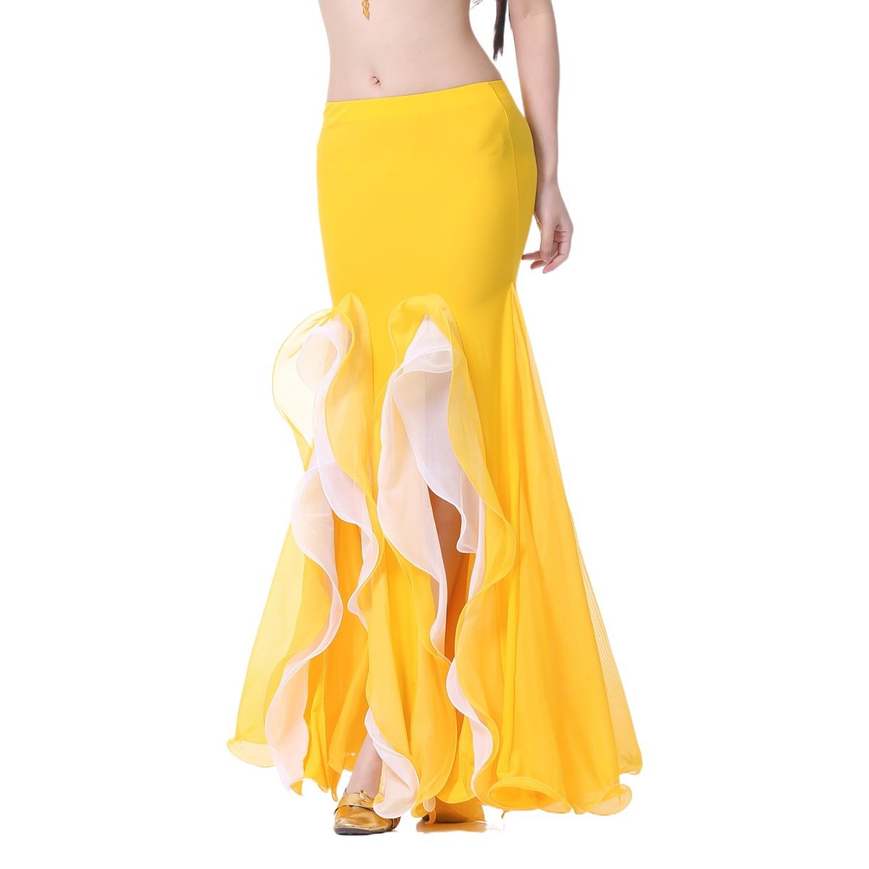 Crystal cotton double split color skirt belly dance skirt belly dance performance dance skirt wholesale new