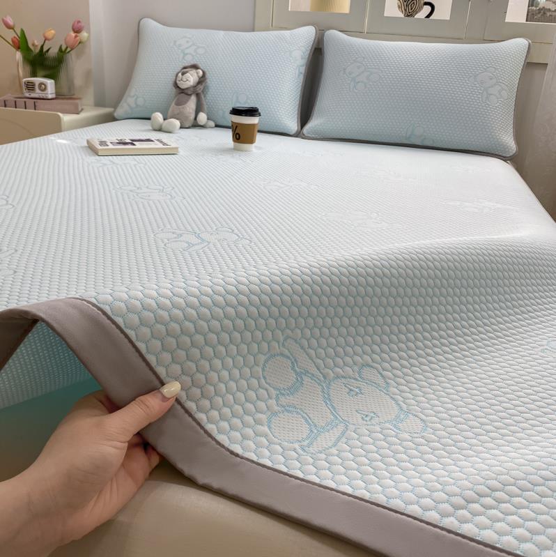 Picture of Class A Explosions Ice Beans Mat Bed Sheet Three-Piece Set Machine Washable Ice Silk Mat Latex Soft Mat Air-Conditioned Mat