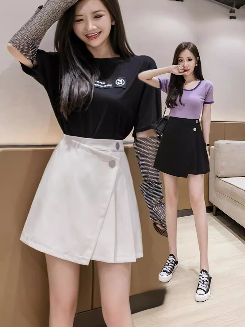 Irregular High Waist Skirt 2024 Summer Women's plus size Korean Style chubby girl Slimming Pleated Ins Personalized Skirt